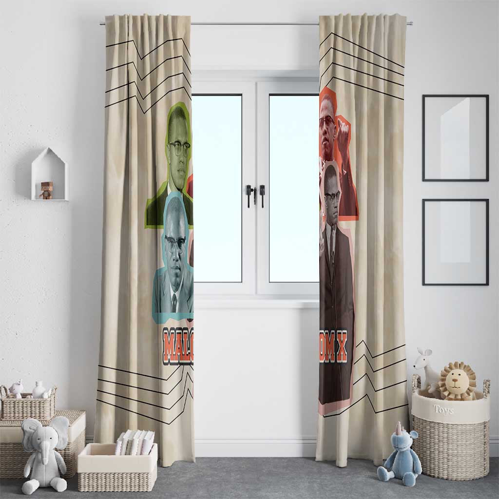 Malcolm X Window Curtain Pop Art Portrait Collage Civil Rights Activist Retro Style Design - African Pride