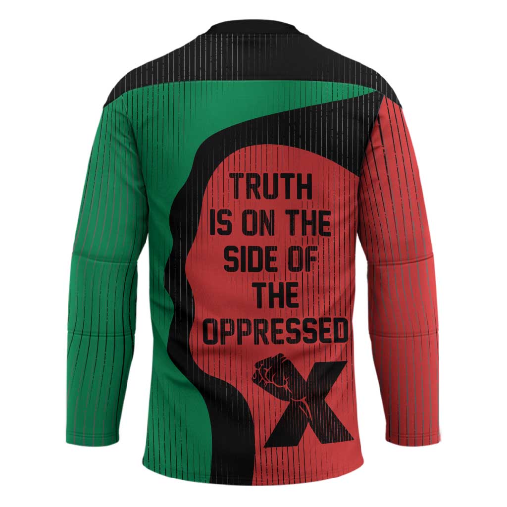 Malcolm X Hockey Jersey Truth Is on the Side of the Oppressed Quote Civil Rights Tribute - African Pride