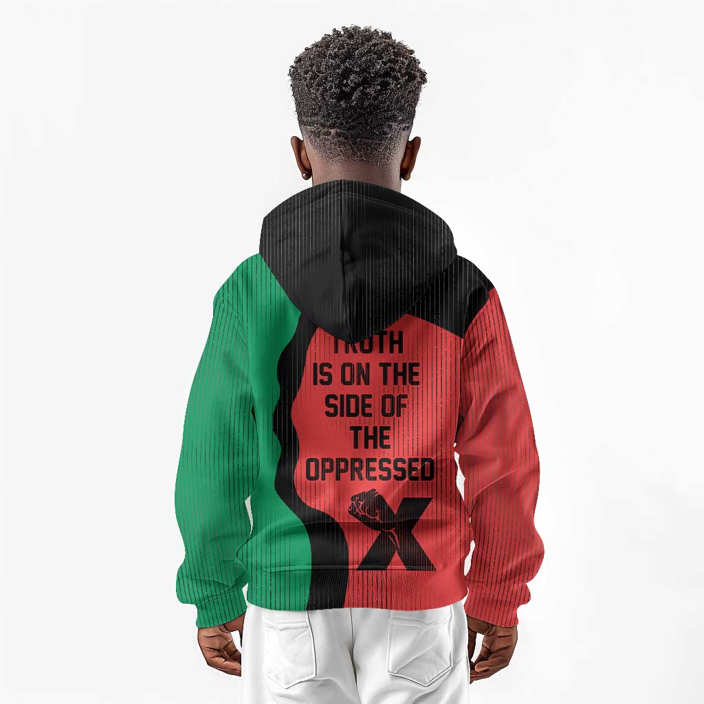 Malcolm X Kid Hoodie Truth Is on the Side of the Oppressed Quote Civil Rights Tribute - African Pride