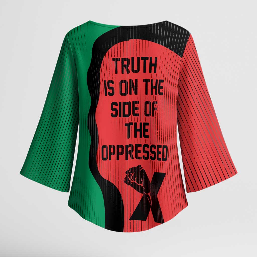 Malcolm X Kimono Sleeve Blouse Truth Is on the Side of the Oppressed Quote Civil Rights Tribute - African Pride