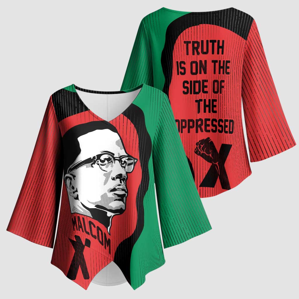 Malcolm X Kimono Sleeve Blouse Truth Is on the Side of the Oppressed Quote Civil Rights Tribute - African Pride