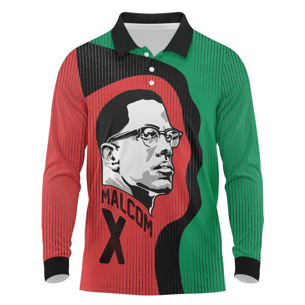 Malcolm X Long Sleeve Polo Shirt Truth Is on the Side of the Oppressed Quote Civil Rights Tribute - African Pride