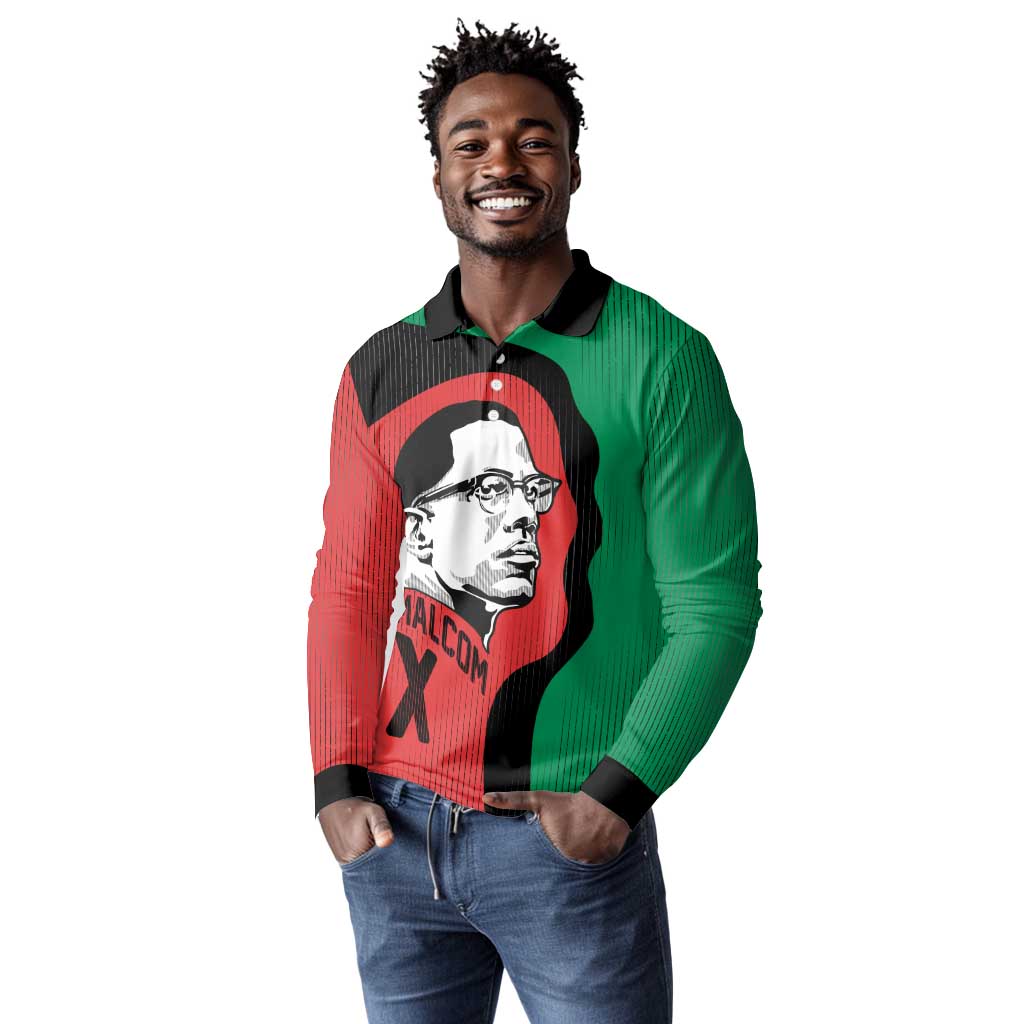 Malcolm X Long Sleeve Polo Shirt Truth Is on the Side of the Oppressed Quote Civil Rights Tribute - African Pride