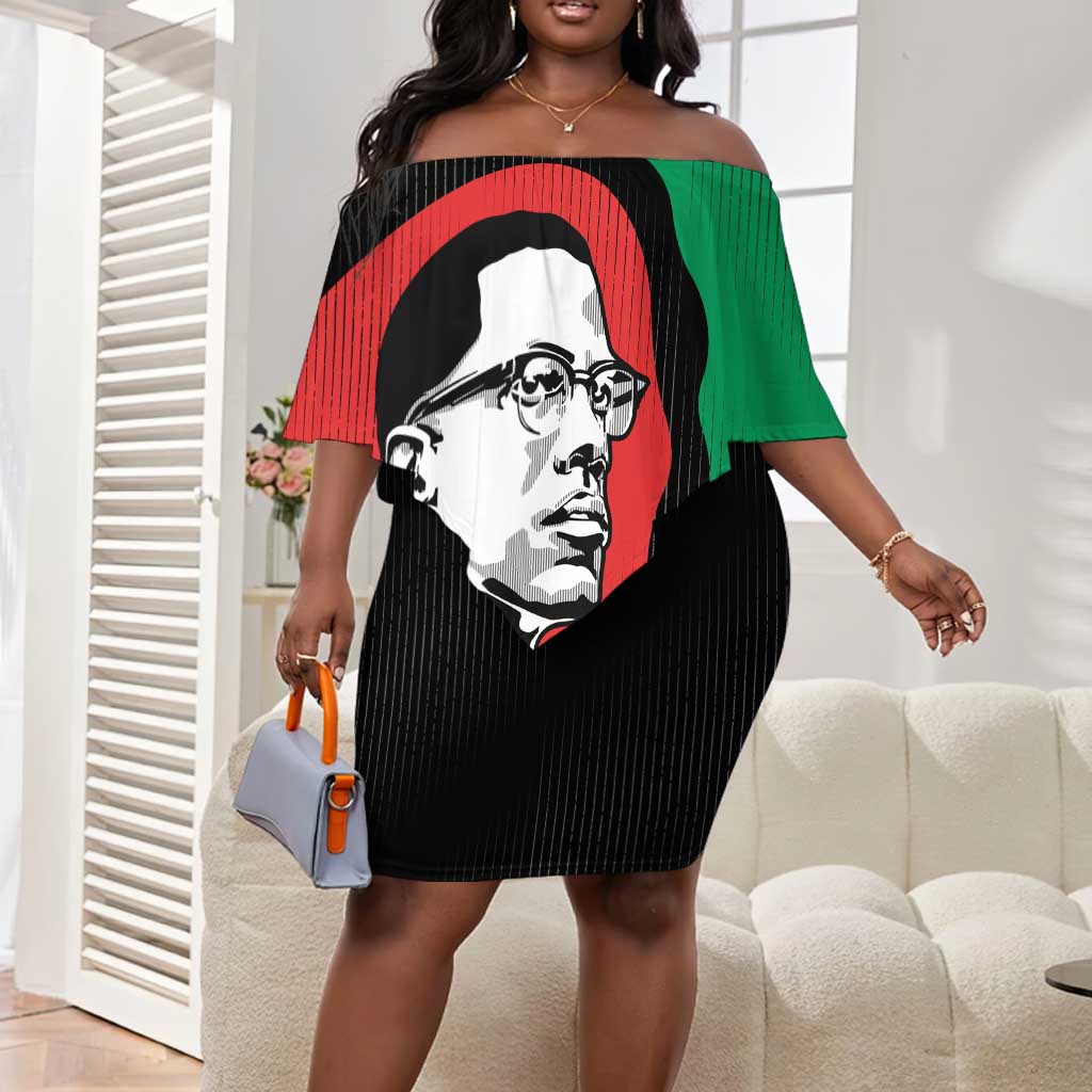 Malcolm X Off Shoulder Short Dress Truth Is on the Side of the Oppressed Quote Civil Rights Tribute - African Pride
