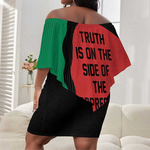 Malcolm X Off Shoulder Short Dress Truth Is on the Side of the Oppressed Quote Civil Rights Tribute - African Pride