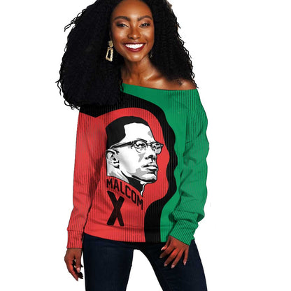 Malcolm X Off Shoulder Sweater Truth Is on the Side of the Oppressed Quote Civil Rights Tribute - African Pride