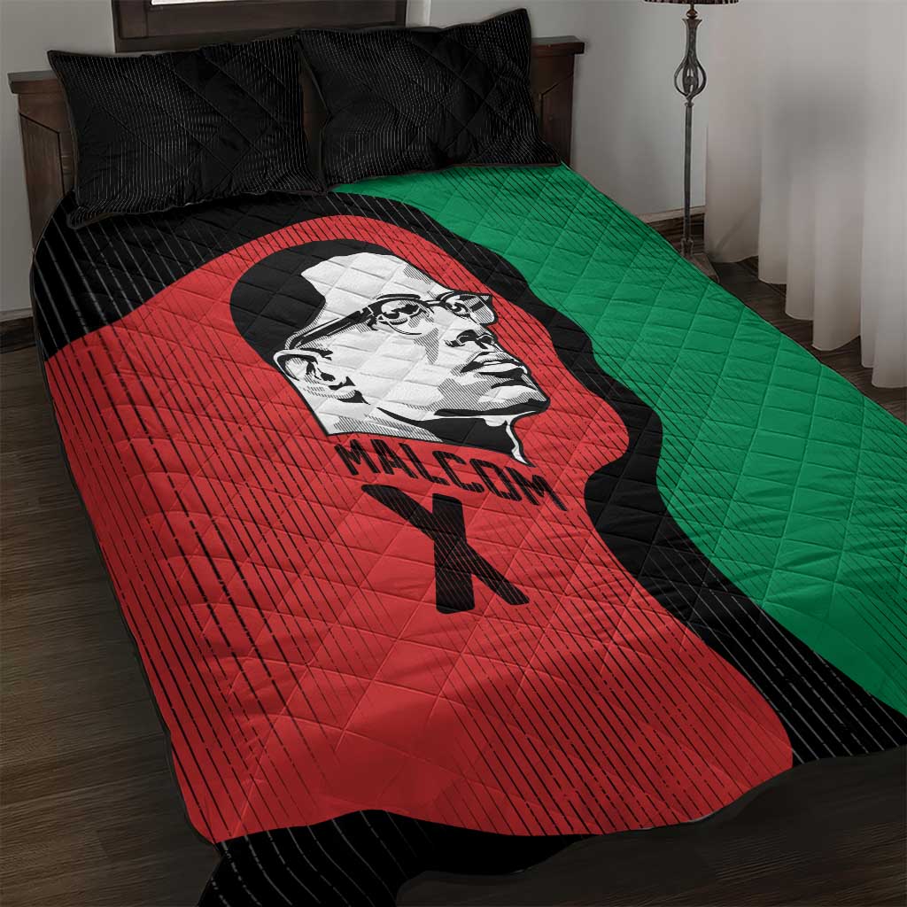 Malcolm X Quilt Bed Set Truth Is on the Side of the Oppressed Quote Civil Rights Tribute - African Pride