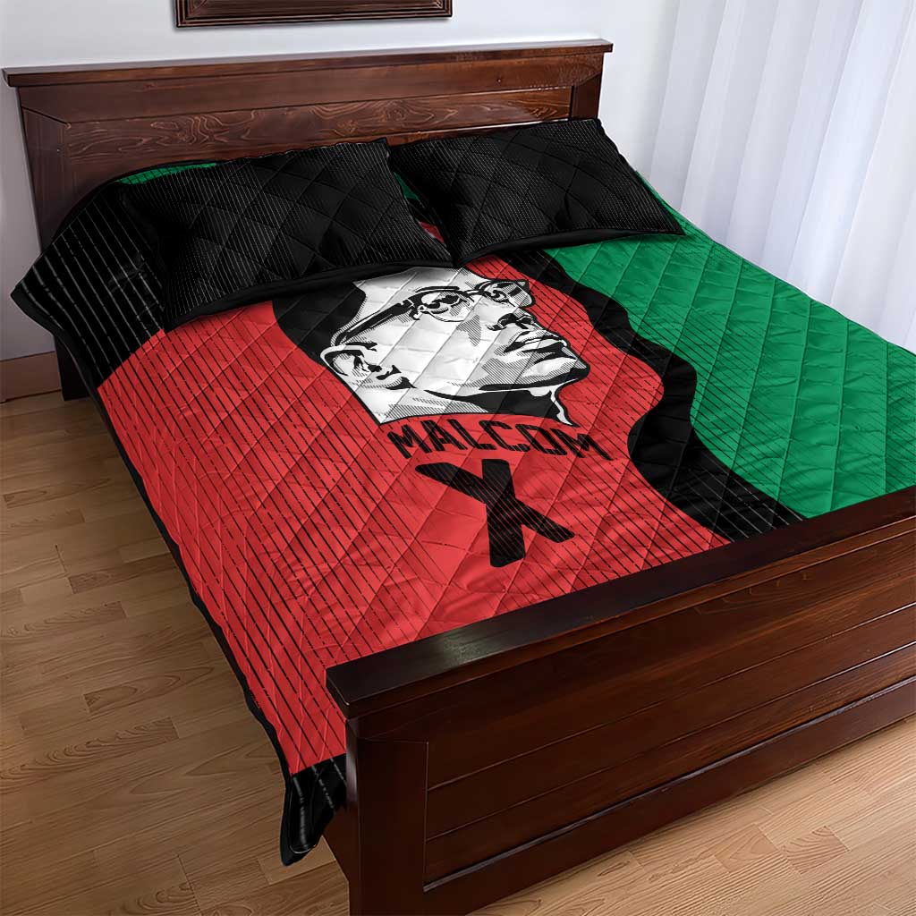 Malcolm X Quilt Bed Set Truth Is on the Side of the Oppressed Quote Civil Rights Tribute - African Pride