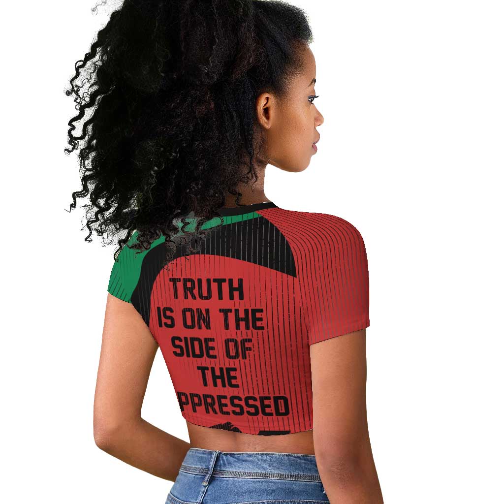 Malcolm X Raglan Cropped T shirt Truth Is on the Side of the Oppressed Quote Civil Rights Tribute TS04