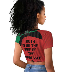 Malcolm X Raglan Cropped T shirt Truth Is on the Side of the Oppressed Quote Civil Rights Tribute TS04