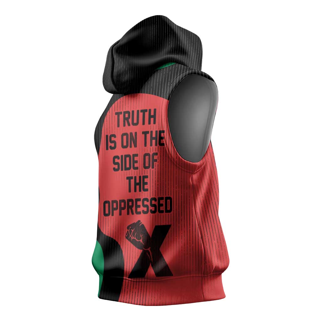 Malcolm X Sleeveless Hoodie Truth Is on the Side of the Oppressed Quote Civil Rights Tribute - African Pride
