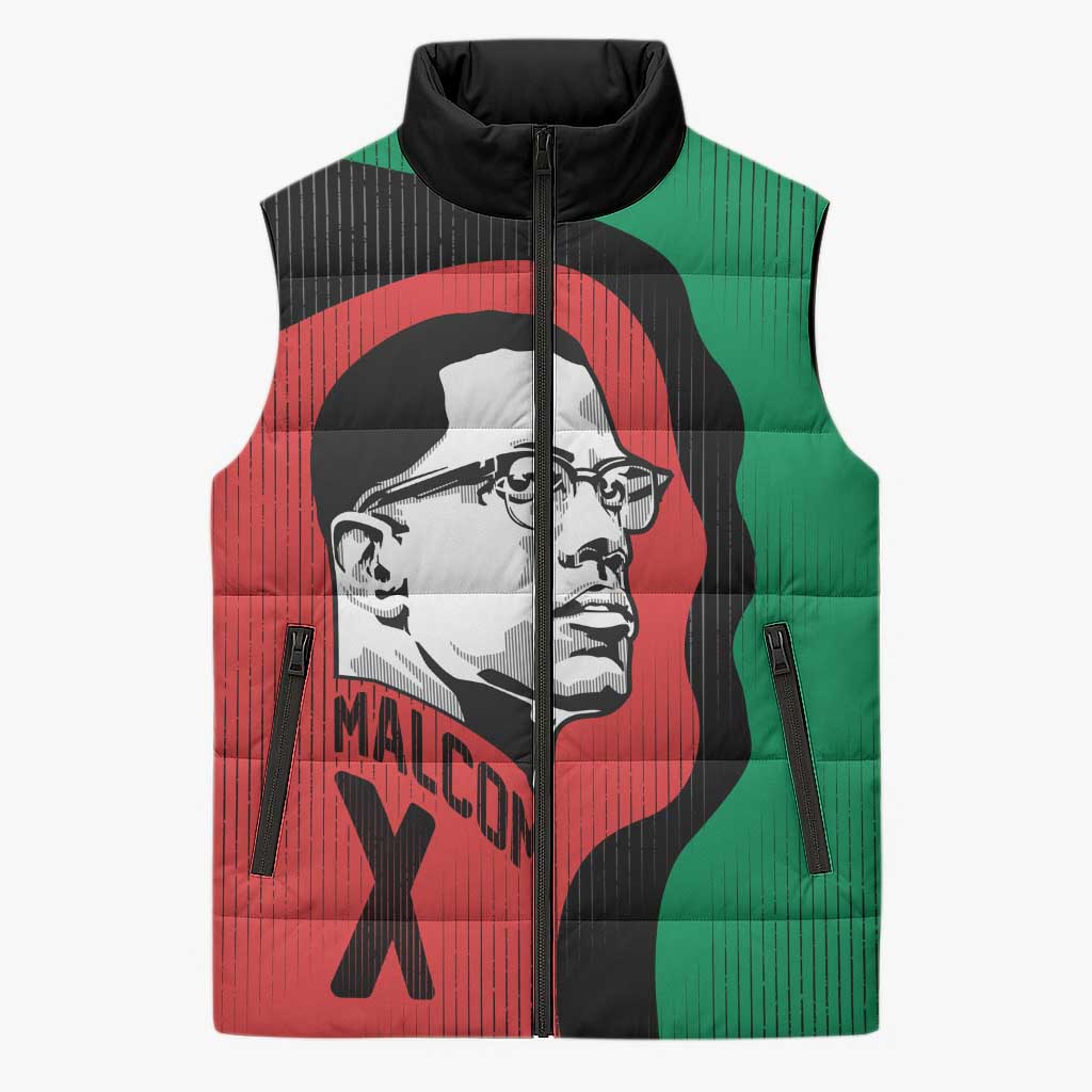 Malcolm X Sleeveless Puffer Jacket Truth Is on the Side of the Oppressed Quote Civil Rights Tribute - African Pride