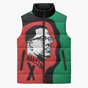 Malcolm X Sleeveless Puffer Jacket Truth Is on the Side of the Oppressed Quote Civil Rights Tribute - African Pride