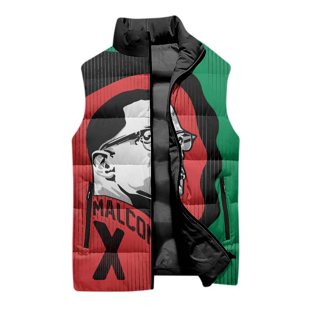 Malcolm X Sleeveless Puffer Jacket Truth Is on the Side of the Oppressed Quote Civil Rights Tribute - African Pride