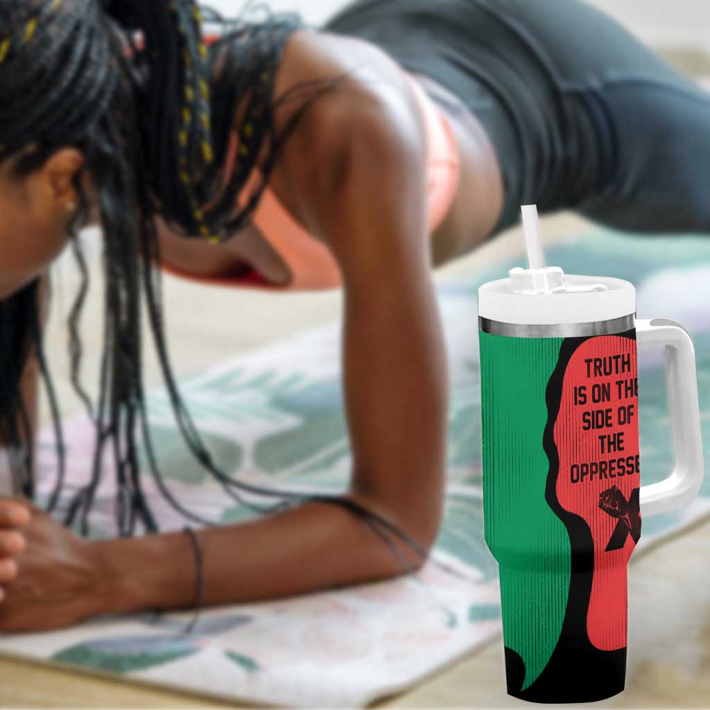 Malcolm X Tumbler With Handle Truth Is on the Side of the Oppressed Quote Civil Rights Tribute - African Pride
