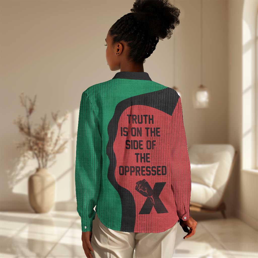Malcolm X Women Casual Shirt Truth Is on the Side of the Oppressed Quote Civil Rights Tribute - African Pride