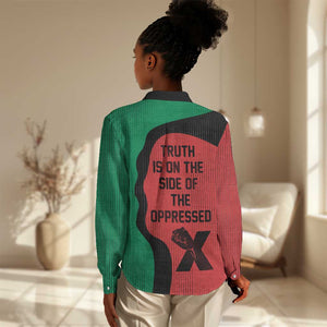Malcolm X Women Casual Shirt Truth Is on the Side of the Oppressed Quote Civil Rights Tribute - African Pride