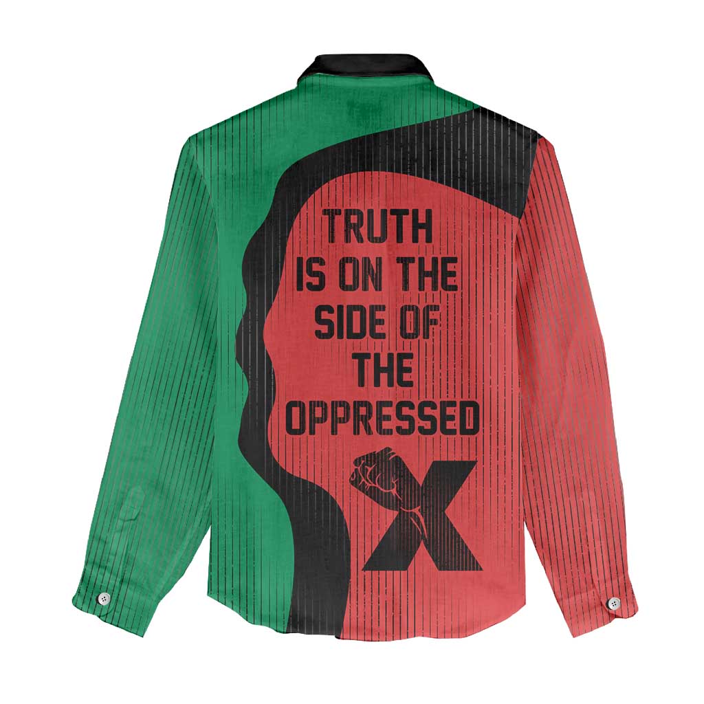 Malcolm X Women Casual Shirt Truth Is on the Side of the Oppressed Quote Civil Rights Tribute - African Pride