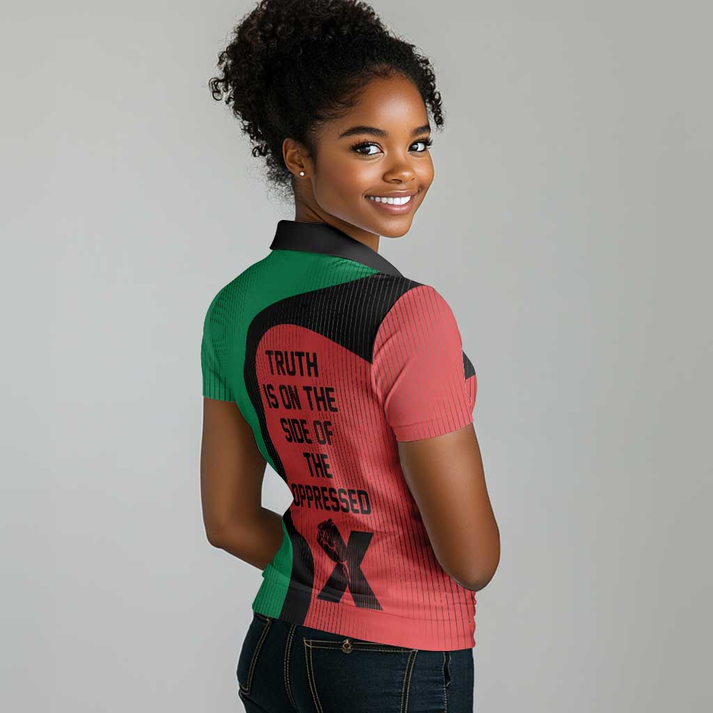 Malcolm X Women Polo Shirt Truth Is on the Side of the Oppressed Quote Civil Rights Tribute TS04