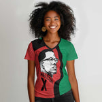 Malcolm X Women V-Neck T-Shirt Truth Is on the Side of the Oppressed Quote Civil Rights Tribute TS04