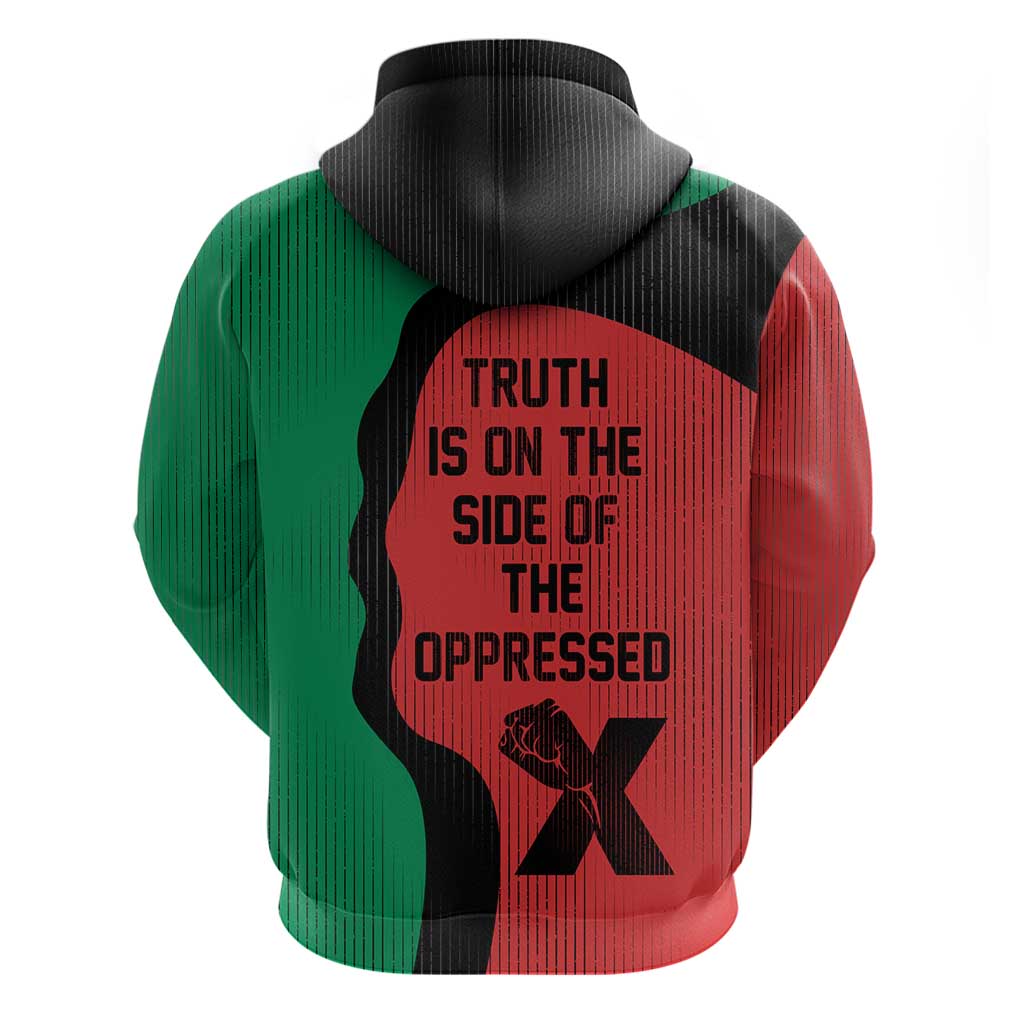 Malcolm X Zip Hoodie Truth Is on the Side of the Oppressed Quote Civil Rights Tribute - African Pride