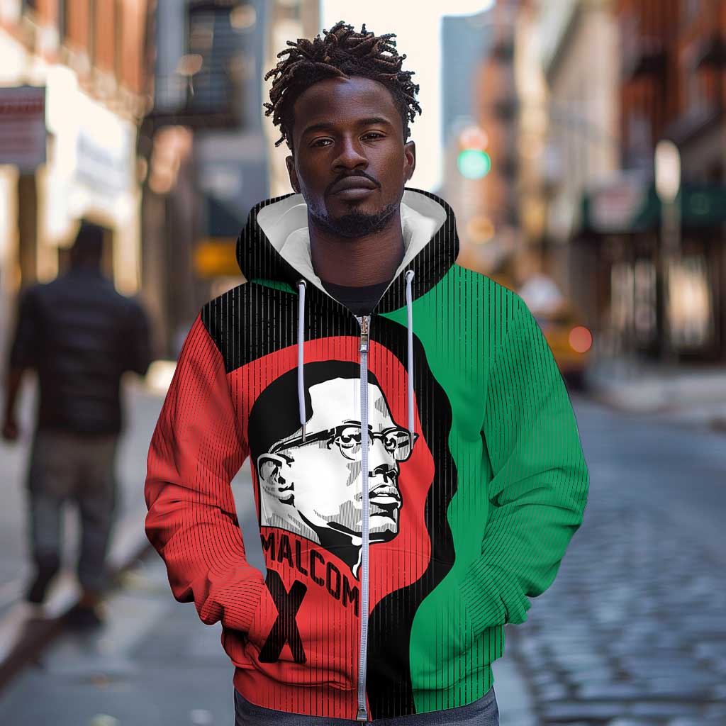 Malcolm X Zip Hoodie Truth Is on the Side of the Oppressed Quote Civil Rights Tribute - African Pride