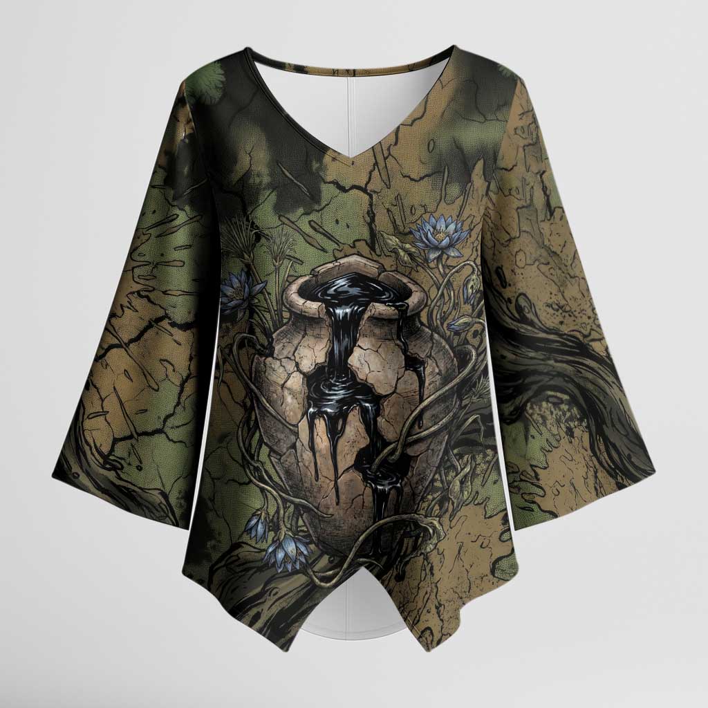 Hapi Egyptian Kimono Sleeve Blouse Bringer of Kemet Nature Spirit Flowing Water and Earth Harmony