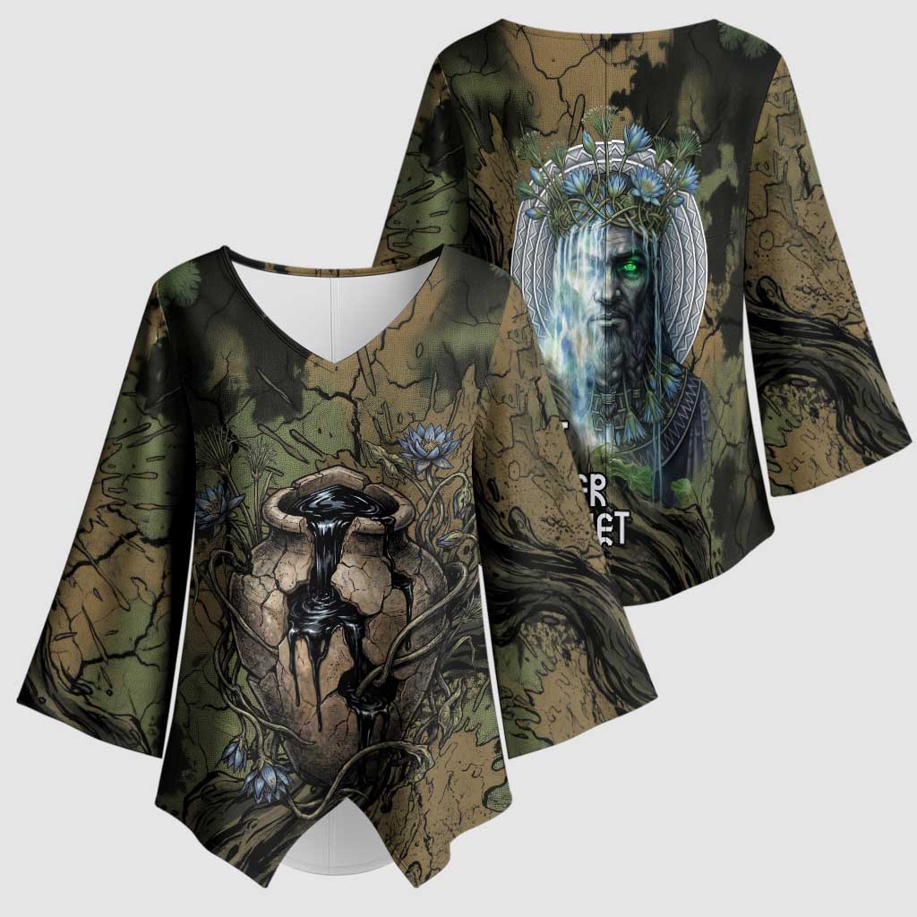 Hapi Egyptian Kimono Sleeve Blouse Bringer of Kemet Nature Spirit Flowing Water and Earth Harmony