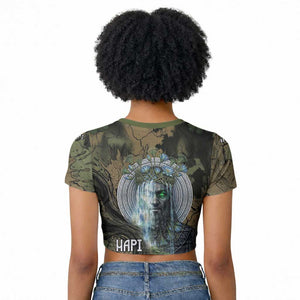 Hapi Egyptian Raglan Cropped T shirt Bringer of Kemet Nature Spirit Flowing Water and Earth Harmony