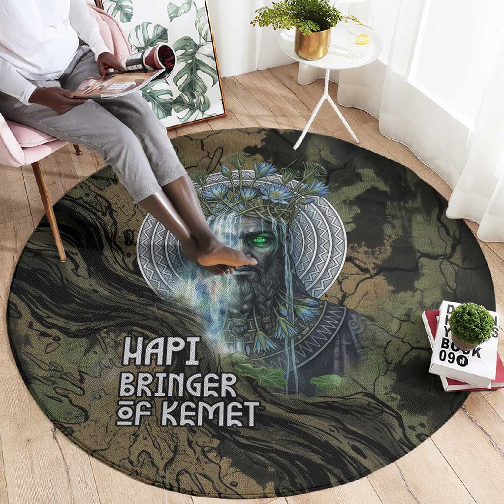 Hapi Egyptian Round Carpet Bringer of Kemet Nature Spirit Flowing Water and Earth Harmony
