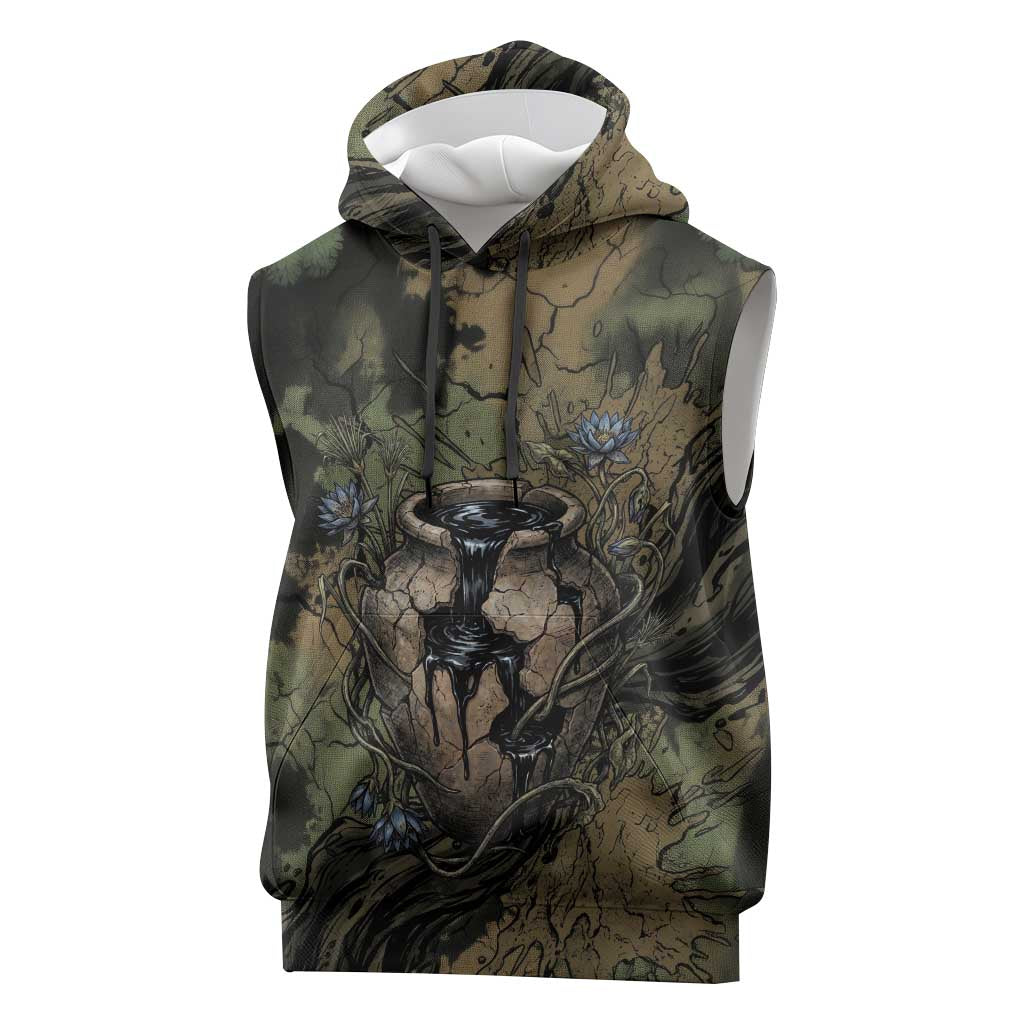 Hapi Egyptian Sleeveless Hoodie Bringer of Kemet Nature Spirit Flowing Water and Earth Harmony