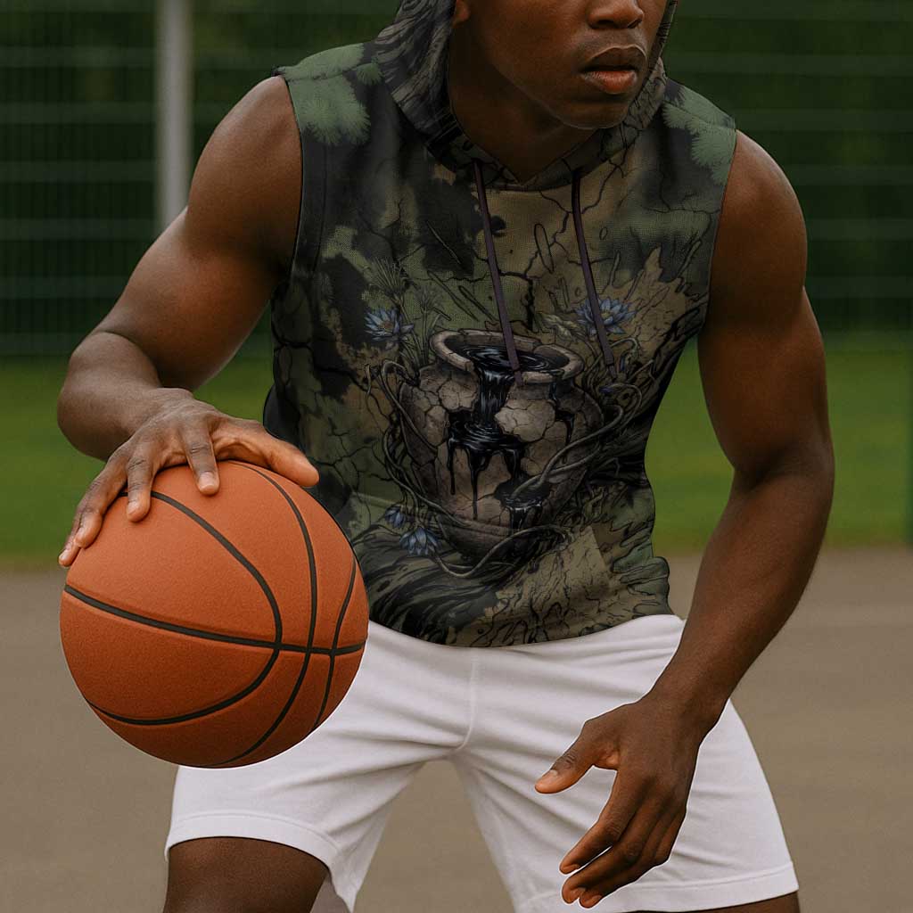 Hapi Egyptian Sleeveless Hoodie Bringer of Kemet Nature Spirit Flowing Water and Earth Harmony