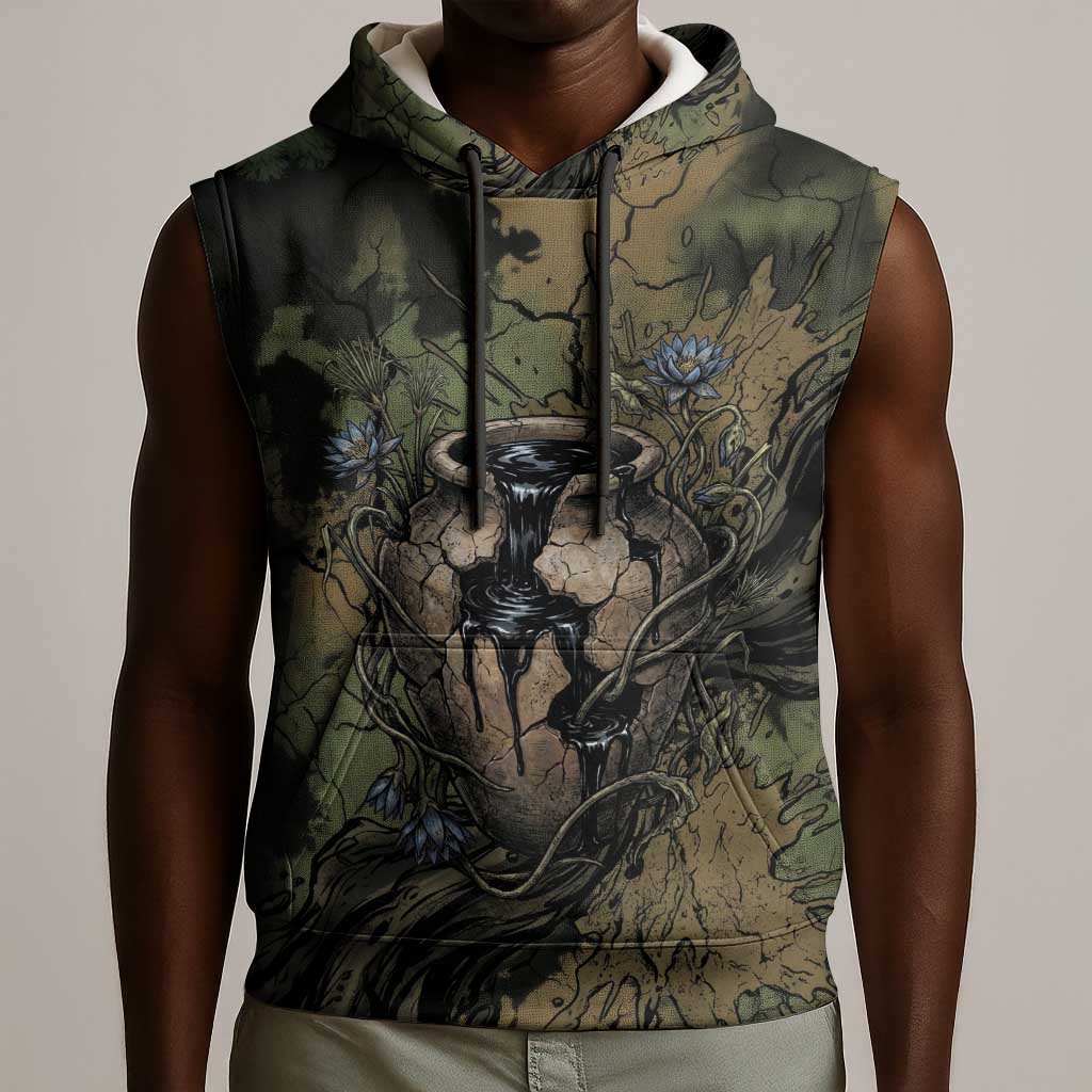 Hapi Egyptian Sleeveless Hoodie Bringer of Kemet Nature Spirit Flowing Water and Earth Harmony