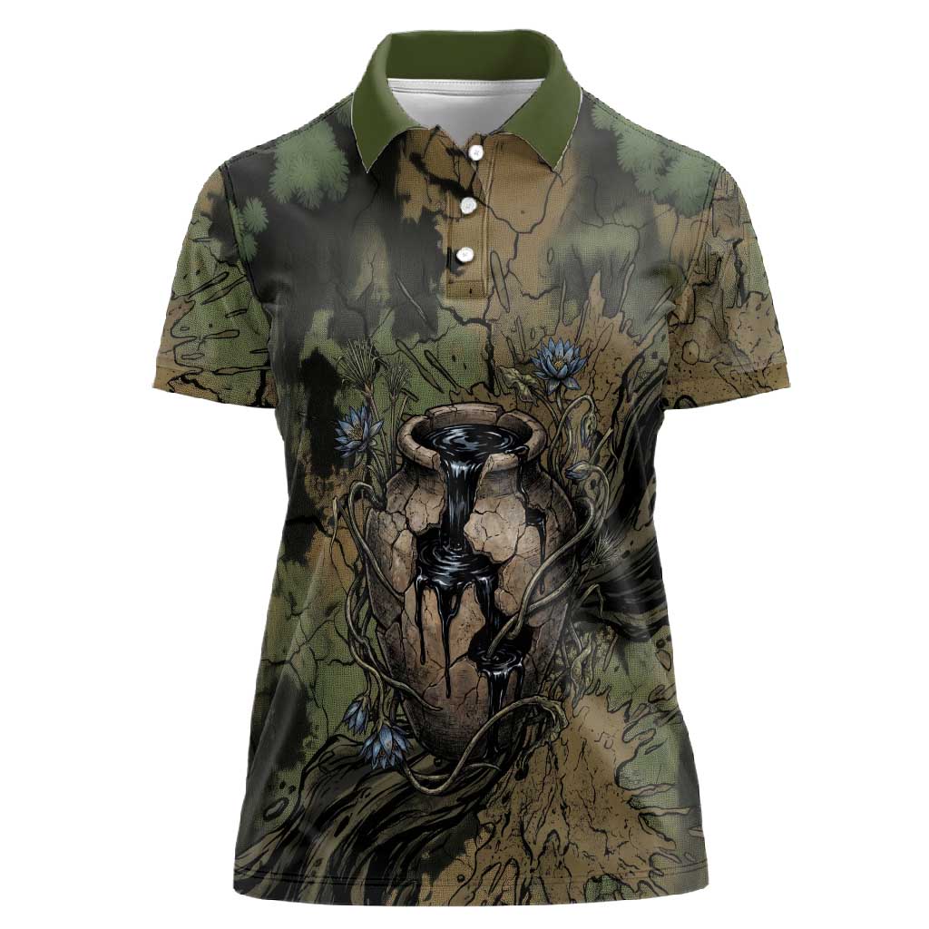 Hapi Egyptian Women Polo Shirt Bringer of Kemet Nature Spirit Flowing Water and Earth Harmony