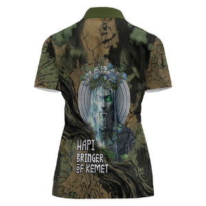 Hapi Egyptian Women Polo Shirt Bringer of Kemet Nature Spirit Flowing Water and Earth Harmony