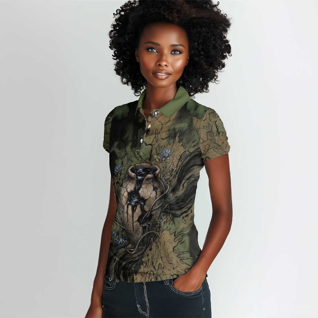 Hapi Egyptian Women Polo Shirt Bringer of Kemet Nature Spirit Flowing Water and Earth Harmony