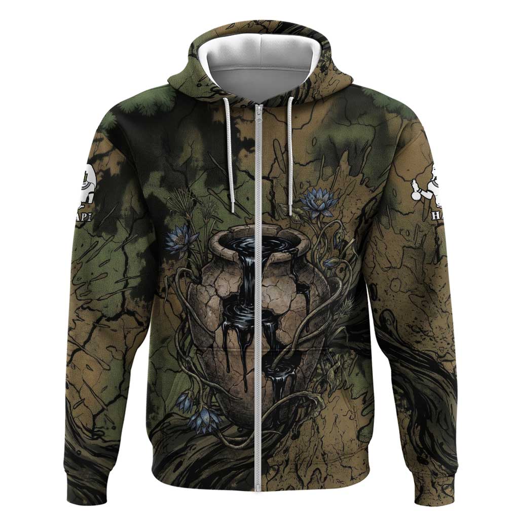Hapi Egyptian Zip Hoodie Bringer of Kemet Nature Spirit Flowing Water and Earth Harmony