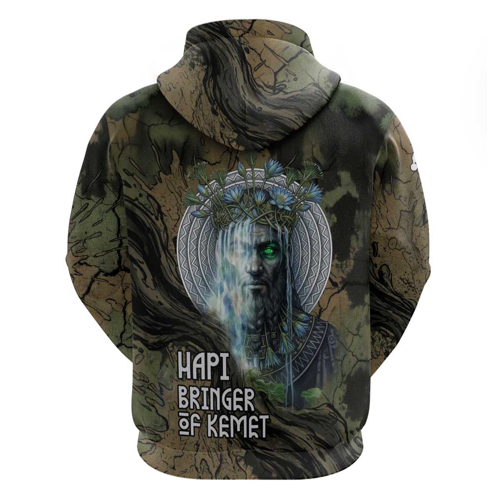 Hapi Egyptian Zip Hoodie Bringer of Kemet Nature Spirit Flowing Water and Earth Harmony