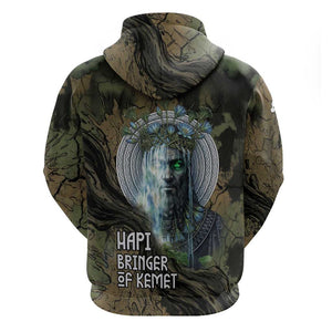 Hapi Egyptian Zip Hoodie Bringer of Kemet Nature Spirit Flowing Water and Earth Harmony