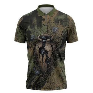 Hapi Egyptian Zipper Polo Shirt Bringer of Kemet Nature Spirit Flowing Water and Earth Harmony
