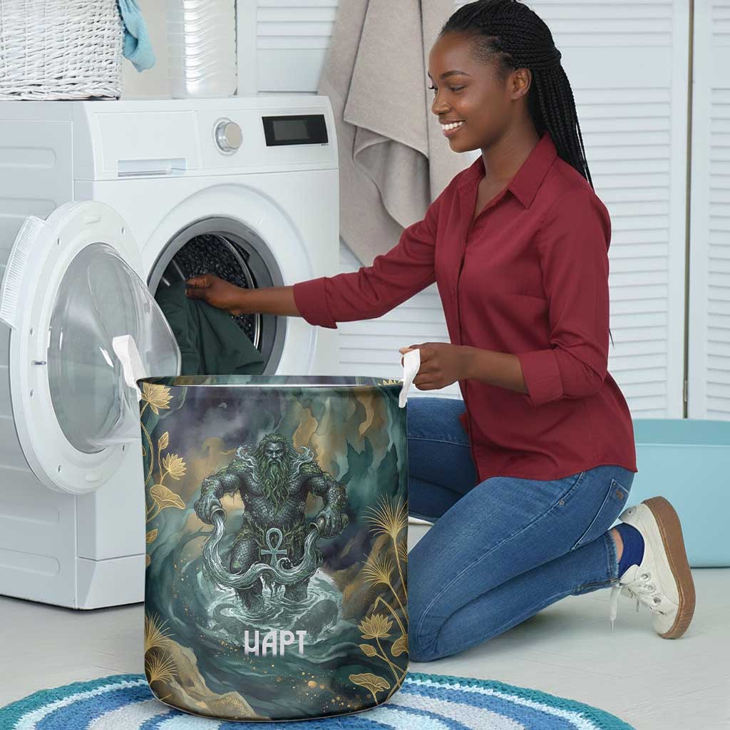 Egyptian Hapi Laundry Basket God of the Nile Ankh Symbol Lotus Flowers and Sacred River Energy