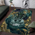 Egyptian Hapi Area Rug God of the Nile Ankh Symbol Lotus Flowers and Sacred River Energy