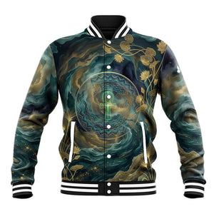 Egyptian Hapi Baseball Jacket God of the Nile Ankh Symbol Lotus Flowers and Sacred River Energy