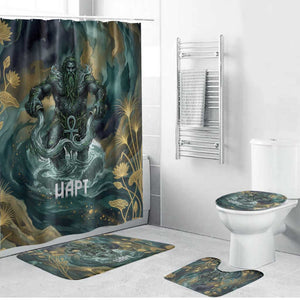 Egyptian Hapi Bathroom Set God of the Nile Ankh Symbol Lotus Flowers and Sacred River Energy