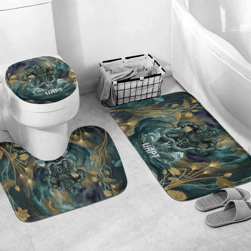 Egyptian Hapi Bathroom Set God of the Nile Ankh Symbol Lotus Flowers and Sacred River Energy