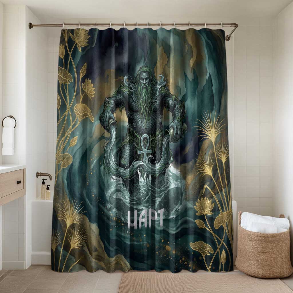Egyptian Hapi Bathroom Set God of the Nile Ankh Symbol Lotus Flowers and Sacred River Energy