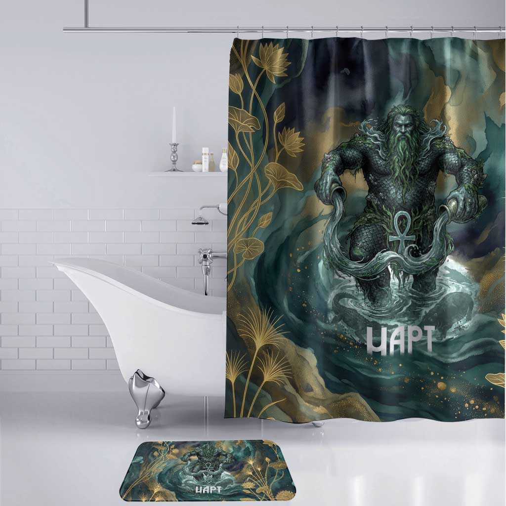 Egyptian Hapi Bathroom Set God of the Nile Ankh Symbol Lotus Flowers and Sacred River Energy