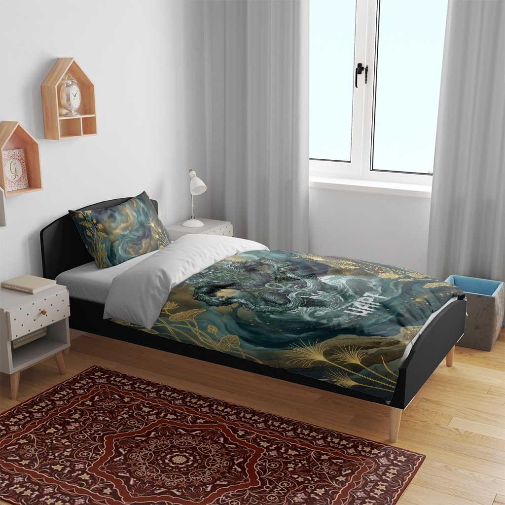 Egyptian Hapi Bedding Set God of the Nile Ankh Symbol Lotus Flowers and Sacred River Energy