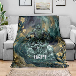 Egyptian Hapi Blanket God of the Nile Ankh Symbol Lotus Flowers and Sacred River Energy