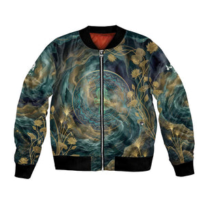 Egyptian Hapi Bomber Jacket God of the Nile Ankh Symbol Lotus Flowers and Sacred River Energy